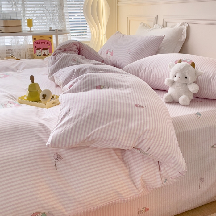 91家纺网 家纺一手货源 找家纺 感遇2022新款全棉印花四件套系列 粉色甜心