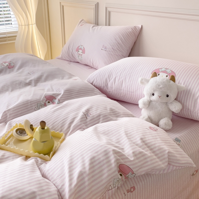 91家纺网 家纺一手货源 找家纺 感遇2022新款全棉印花四件套系列 粉色甜心