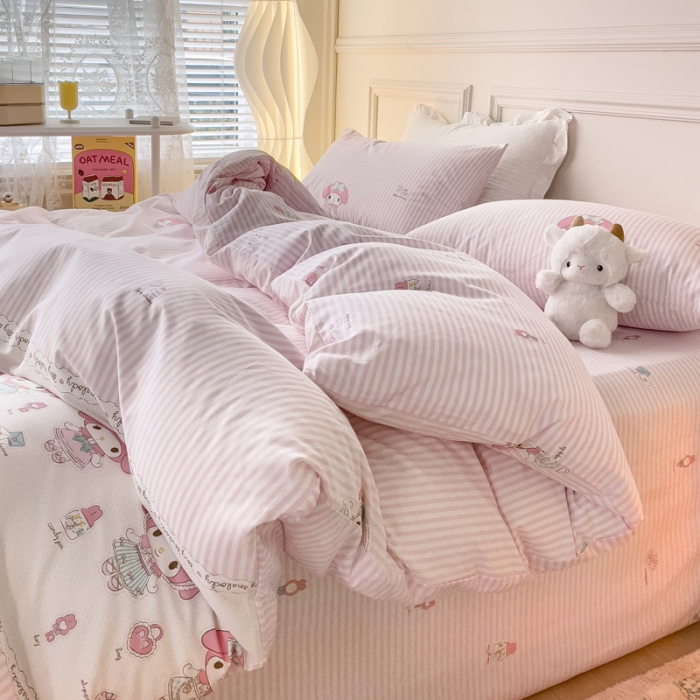 91家纺网 家纺一手货源 找家纺 感遇2022新款全棉印花四件套系列 粉色甜心