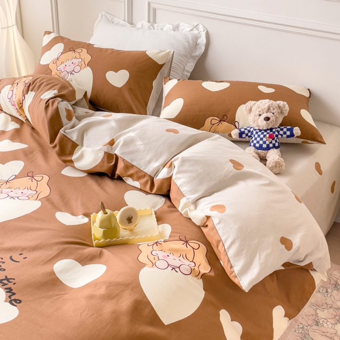 91家纺网 家纺一手货源 找家纺 感遇2022新款全棉印花四件套系列 花花爱心