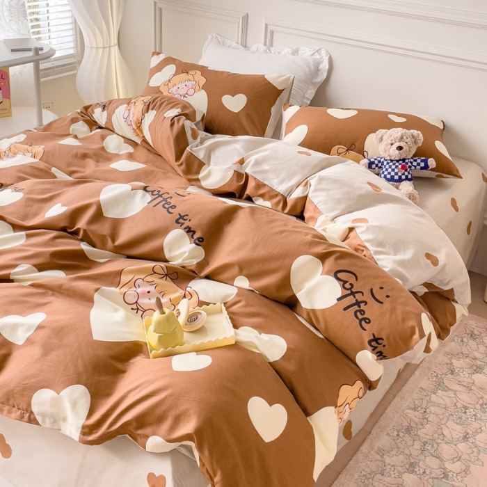 91家纺网 家纺一手货源 找家纺 感遇2022新款全棉印花四件套系列 花花爱心