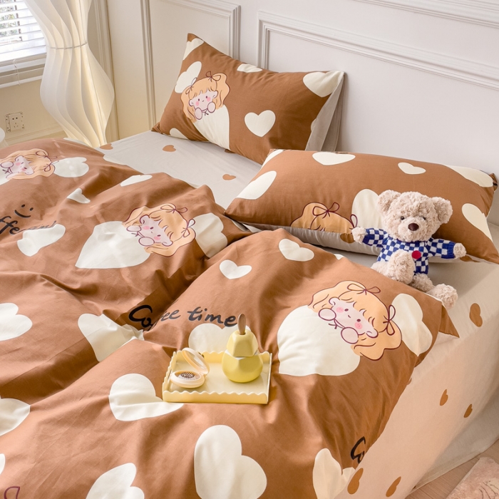 91家纺网 家纺一手货源 找家纺 感遇2022新款全棉印花四件套系列 花花爱心