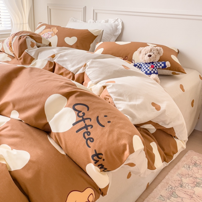 91家纺网 家纺一手货源 找家纺 感遇2022新款全棉印花四件套系列 花花爱心