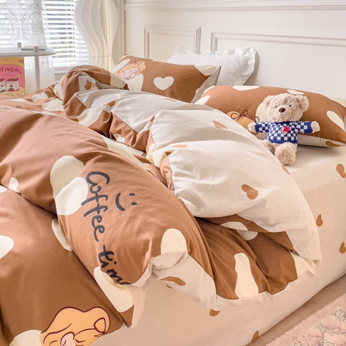 91家纺网 家纺一手货源 找家纺 感遇2022新款全棉印花四件套系列 花花爱心