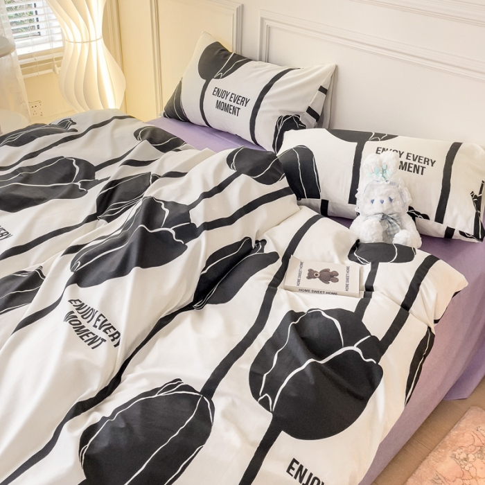 91家纺网 家纺一手货源 找家纺 感遇2022新款全棉印花四件套系列 魅紫郁金香