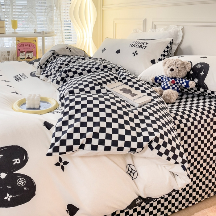 91家纺网 家纺一手货源 找家纺 感遇2022新款全棉印花四件套系列 幸运兔