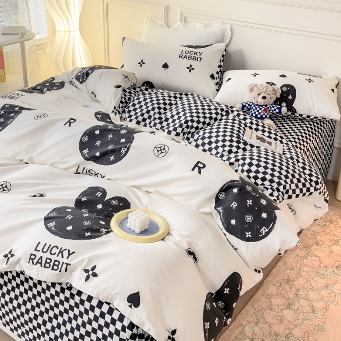 91家纺网 家纺一手货源 找家纺 感遇2022新款全棉印花四件套系列 幸运兔