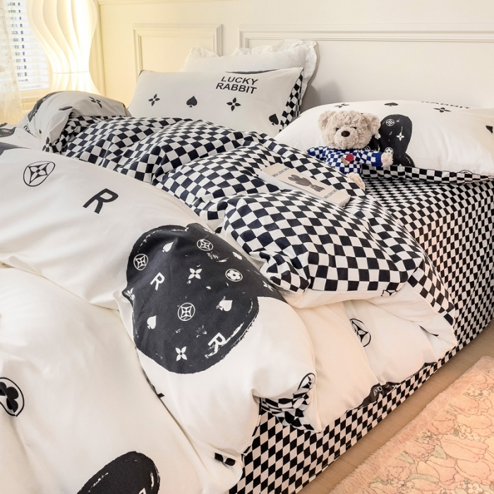 91家纺网 家纺一手货源 找家纺 感遇2022新款全棉印花四件套系列 幸运兔