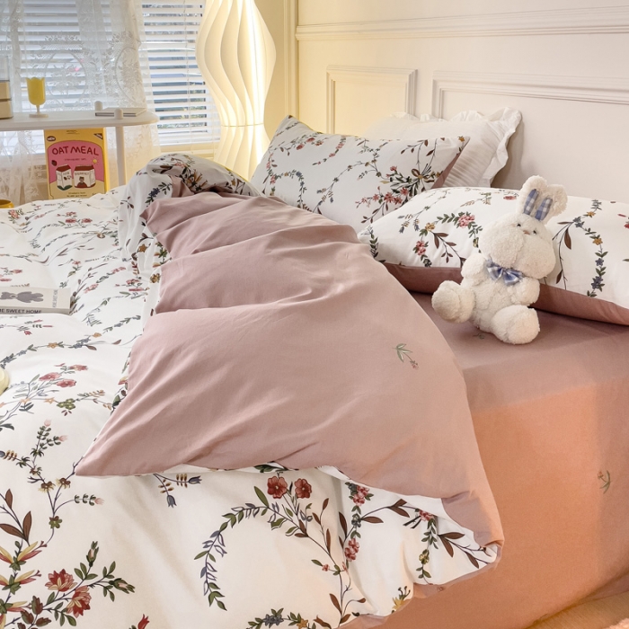 91家纺网 家纺一手货源 找家纺 感遇2022新款全棉印花四件套系列 枝蔓