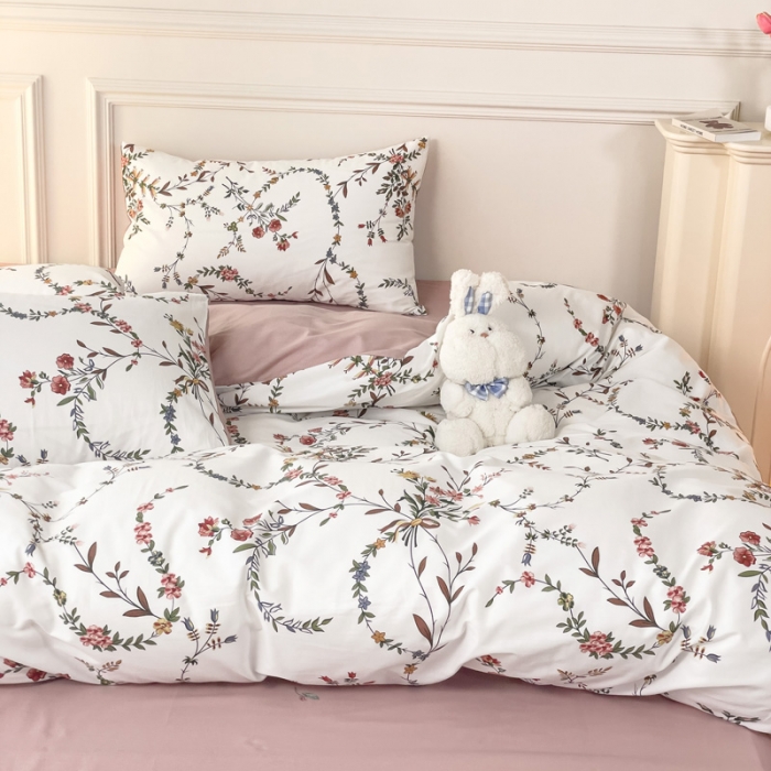 91家纺网 家纺一手货源 找家纺 感遇2022新款全棉印花四件套系列 枝蔓