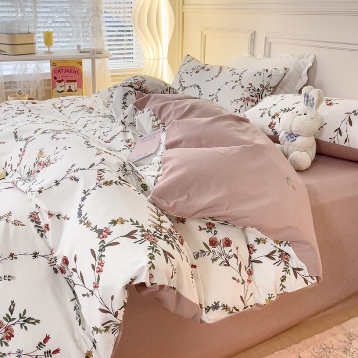 91家纺网 家纺一手货源 找家纺 感遇2022新款全棉印花四件套系列 枝蔓