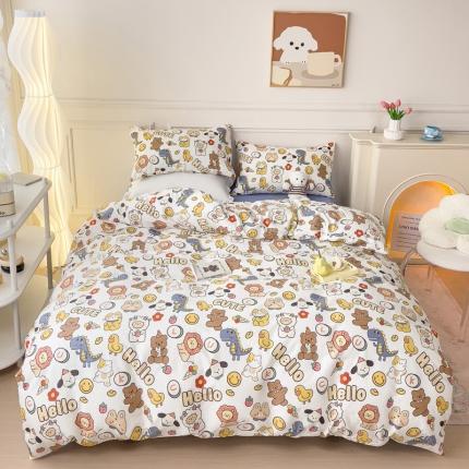 感遇2022新款全棉印花四件套系列 动物园蓝