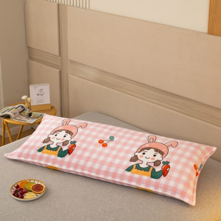 91家纺网 家纺一手货源 找家纺 喜相逢家纺 D14-法兰绒双人枕套-印花长枕套