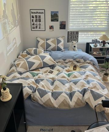 91家纺网 家纺一手货源 找家纺 （总）金丝鸟家纺 2023新款全棉简约斜纹四件套