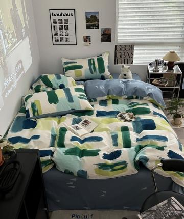 91家纺网 家纺一手货源 找家纺 （总）金丝鸟家纺 2023新款全棉简约斜纹四件套