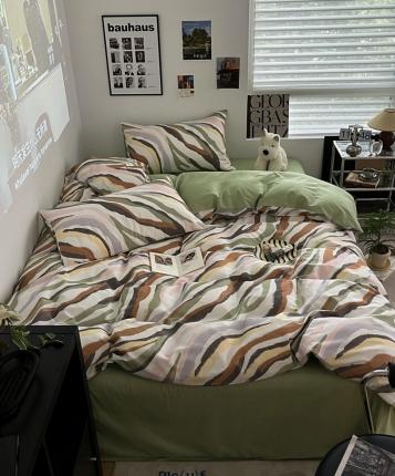 91家纺网 家纺一手货源 找家纺 （总）金丝鸟家纺 2023新款全棉简约斜纹四件套