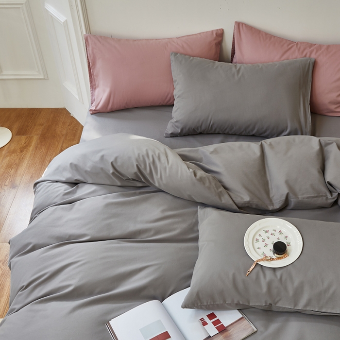 91家纺网 家纺一手货源 找家纺 怡家居 2022新款全棉100支磨毛四件套 铂金灰