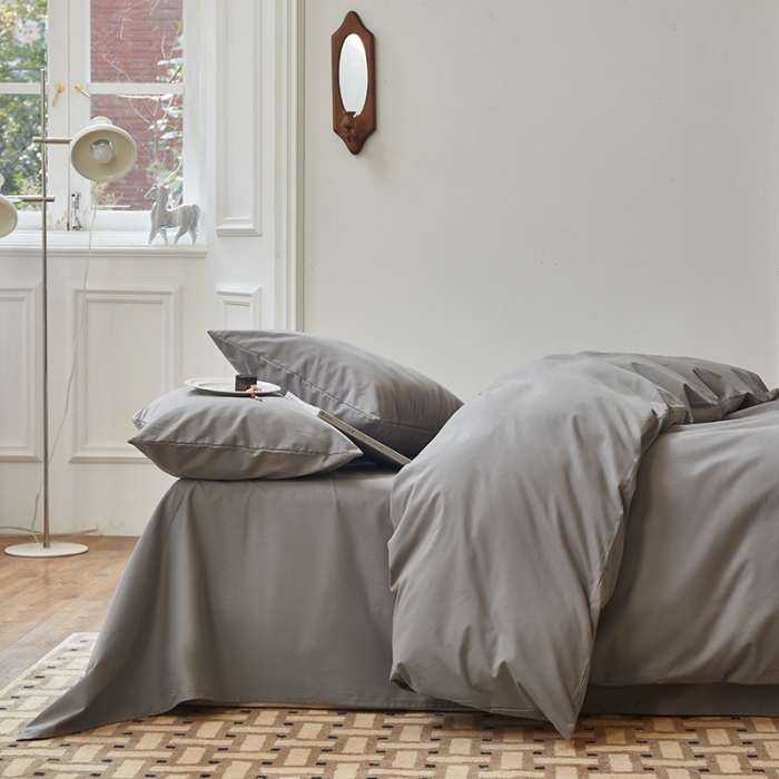 91家纺网 家纺一手货源 找家纺 怡家居 2022新款全棉100支磨毛四件套 铂金灰