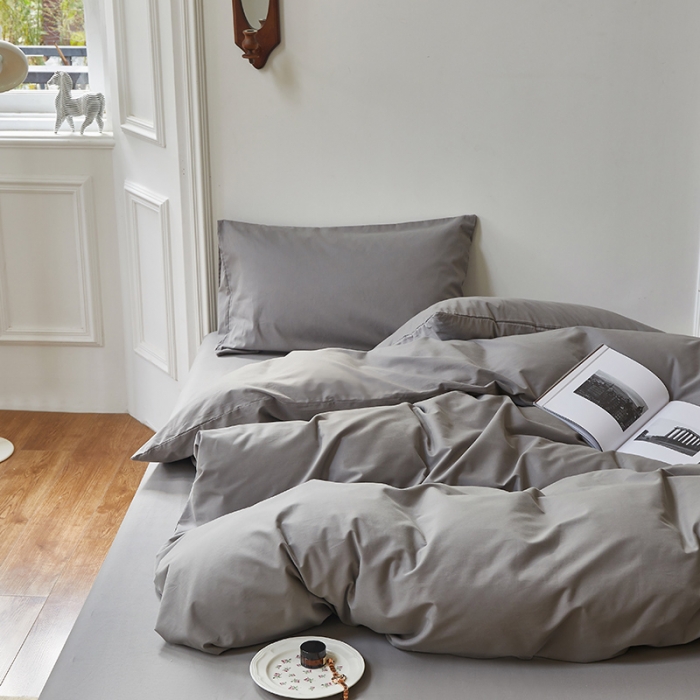 91家纺网 家纺一手货源 找家纺 怡家居 2022新款全棉100支磨毛四件套 铂金灰