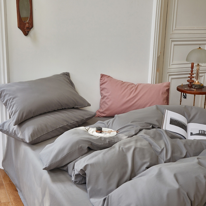 91家纺网 家纺一手货源 找家纺 怡家居 2022新款全棉100支磨毛四件套 铂金灰