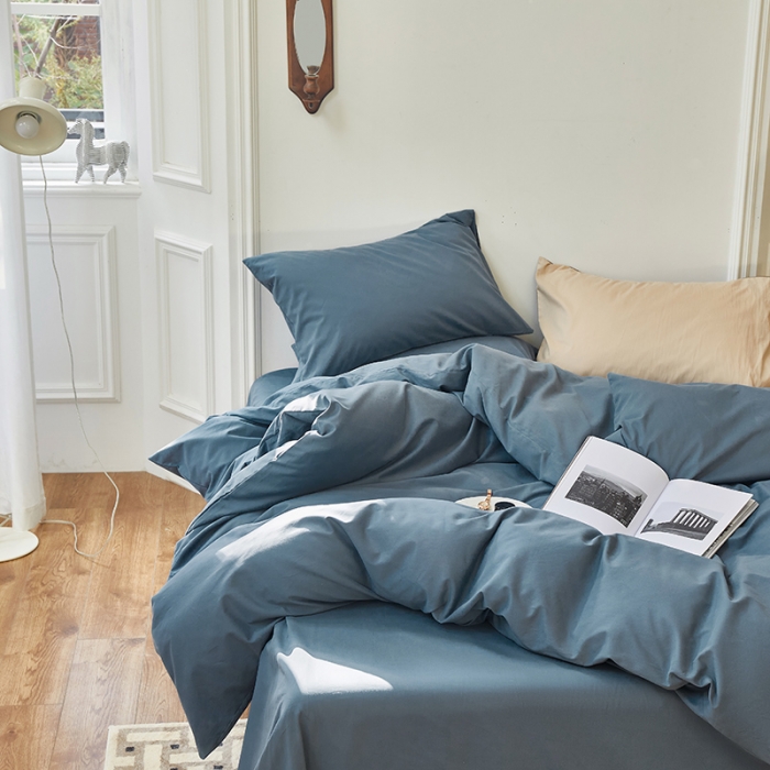 91家纺网 家纺一手货源 找家纺 怡家居 2022新款全棉100支磨毛四件套 南非蓝