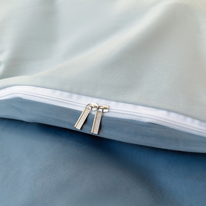 91家纺网 家纺一手货源 找家纺 怡家居 2022新款全棉100支磨毛四件套 南非蓝-薄荷绿