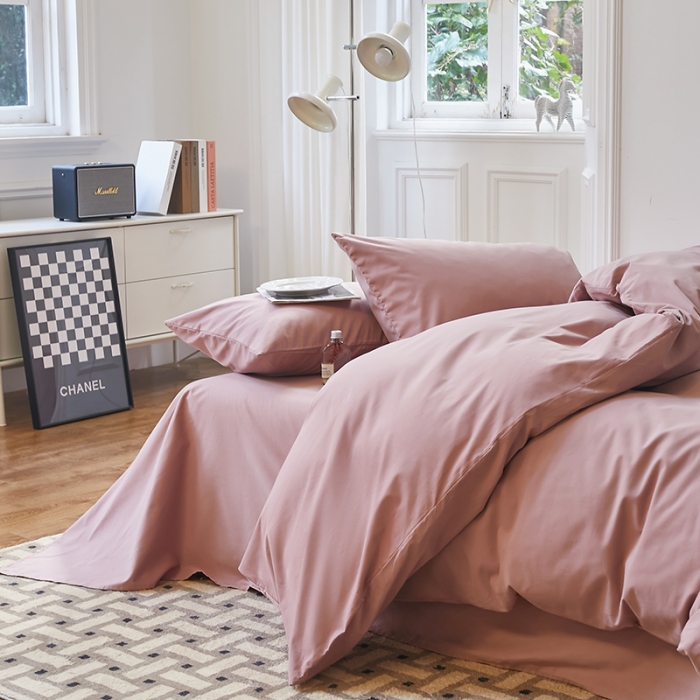 91家纺网 家纺一手货源 找家纺 怡家居 2022新款全棉100支磨毛四件套 藕粉