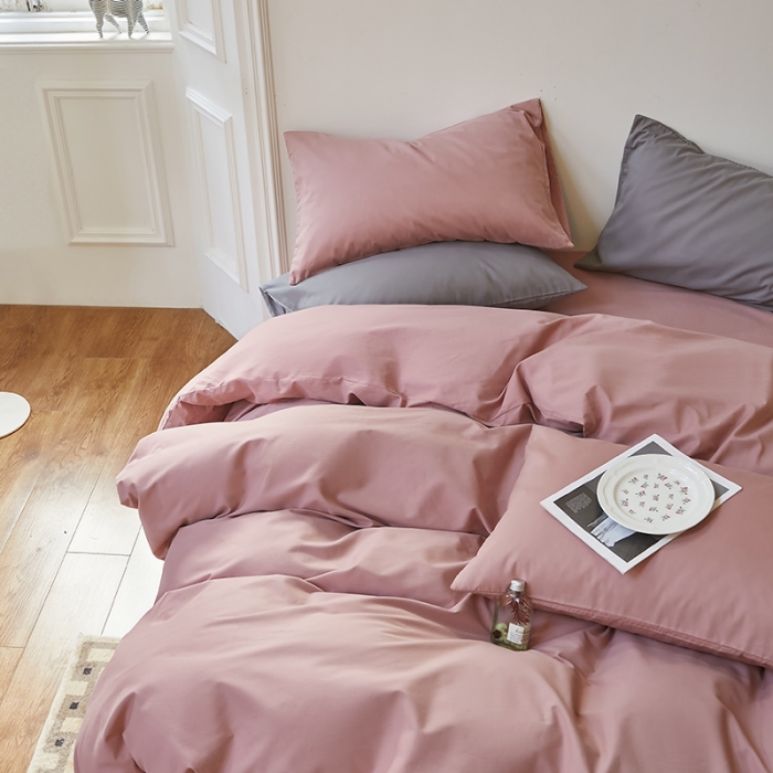 91家纺网 家纺一手货源 找家纺 怡家居 2022新款全棉100支磨毛四件套 藕粉