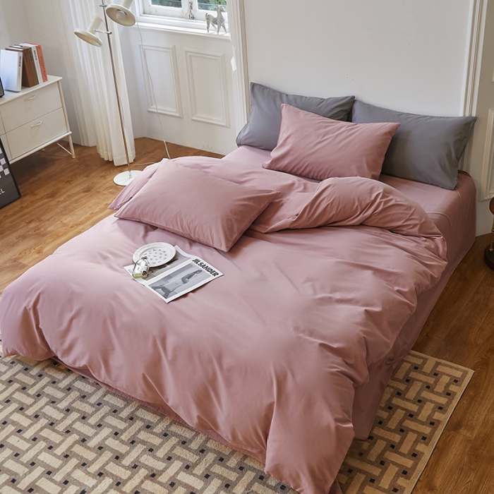 91家纺网 家纺一手货源 找家纺 怡家居 2022新款全棉100支磨毛四件套 藕粉