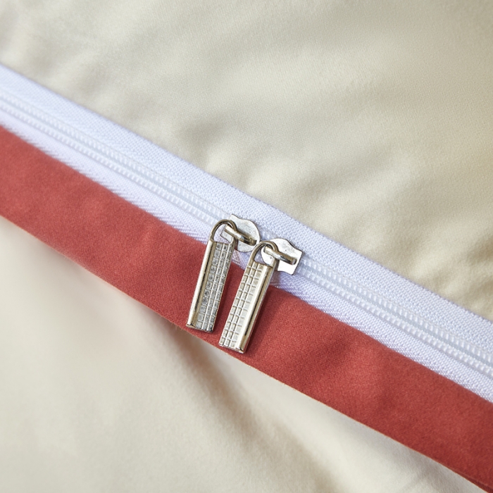 91家纺网 家纺一手货源 找家纺 怡家居 2022新款全棉100支磨毛四件套 砖红-奶玉