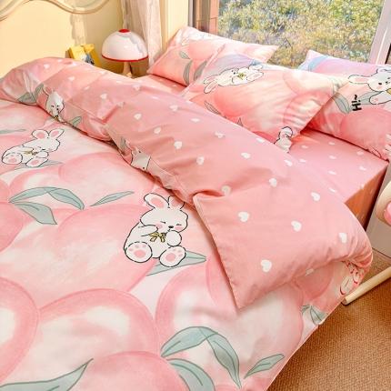 91家纺网 家纺一手货源 找家纺 瑞莱2023春夏新款全棉印花四件套-卡通系列（上新）桃桃乐园