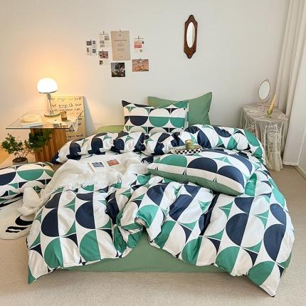 麦伦家居 2023新款全棉简约个性北欧系列四件套-第 二组 大西洋绿