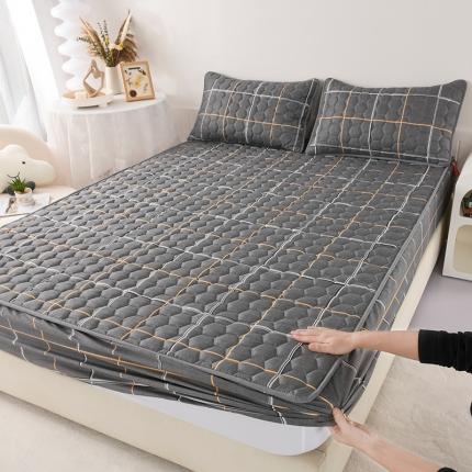 91家纺网 家纺一手货源 找家纺 九亭家纺 2023新A类夹棉床笠特殊规格可以定制 灰格