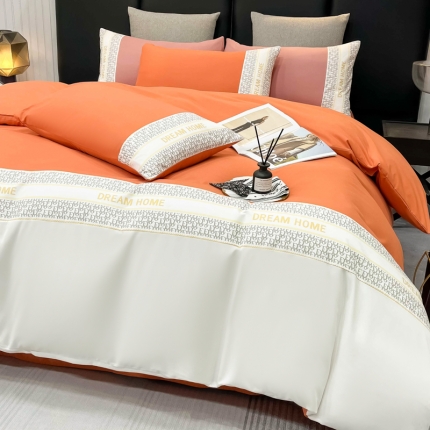 91家纺网 家纺一手货源 找家纺 （总）千希家纺家纺 2023新款格调D潮牌拼接磨毛四件套