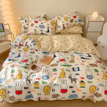 91家纺网 家纺一手货源 找家纺 （总）澳萝拉 2023新款高支密全棉四件套-米菲（非会员加四元）