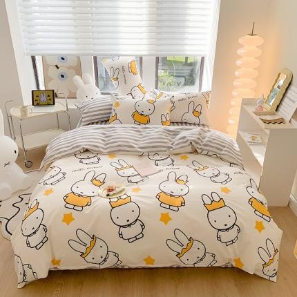 91家纺网 家纺一手货源 找家纺 （总）澳萝拉 2023新款高支密全棉四件套-米菲（非会员加四元）