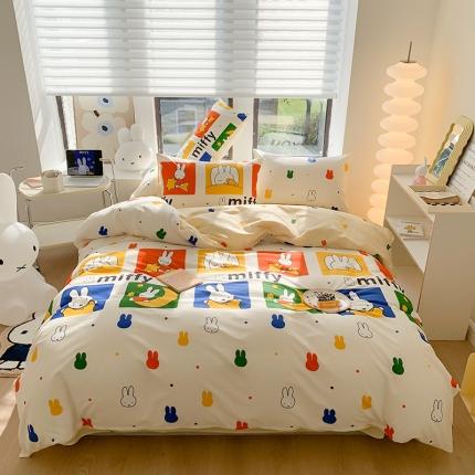 91家纺网 家纺一手货源 找家纺 （总）澳萝拉 2023新款高支密全棉四件套-米菲（非会员加四元）