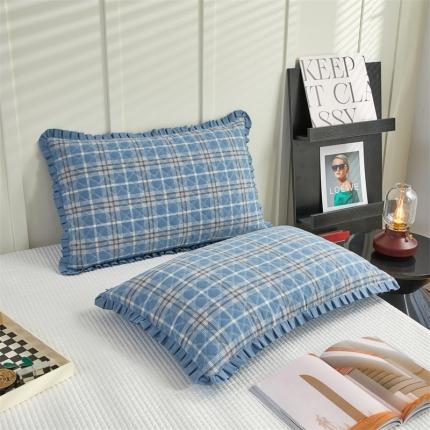 91家纺网 家纺一手货源 找家纺 （总）杜先生2021新款水洗棉花边绗缝夹棉枕套48*74一对