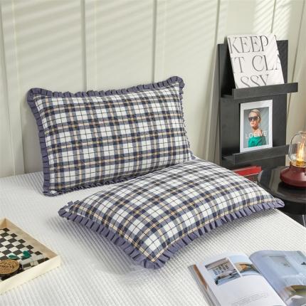 91家纺网 家纺一手货源 找家纺 （总）杜先生2021新款水洗棉花边绗缝夹棉枕套48*74一对