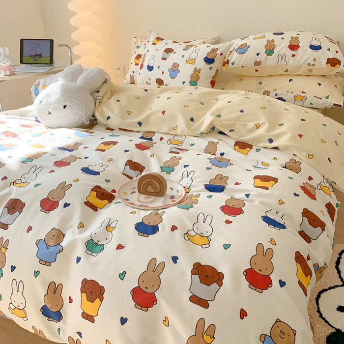 91家纺网 家纺一手货源 找家纺 澳萝拉 2023高支密全棉四件套-米菲系列 米菲和她的朋友