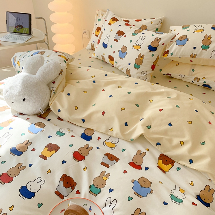 91家纺网 家纺一手货源 找家纺 澳萝拉 2023高支密全棉四件套-米菲系列 米菲和她的朋友