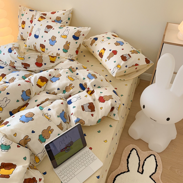 91家纺网 家纺一手货源 找家纺 澳萝拉 2023高支密全棉四件套-米菲系列 米菲和她的朋友