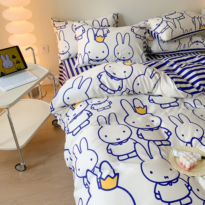 91家纺网 家纺一手货源 找家纺 澳萝拉 2023新款高支密全棉四件套-米菲系列 米菲乐园