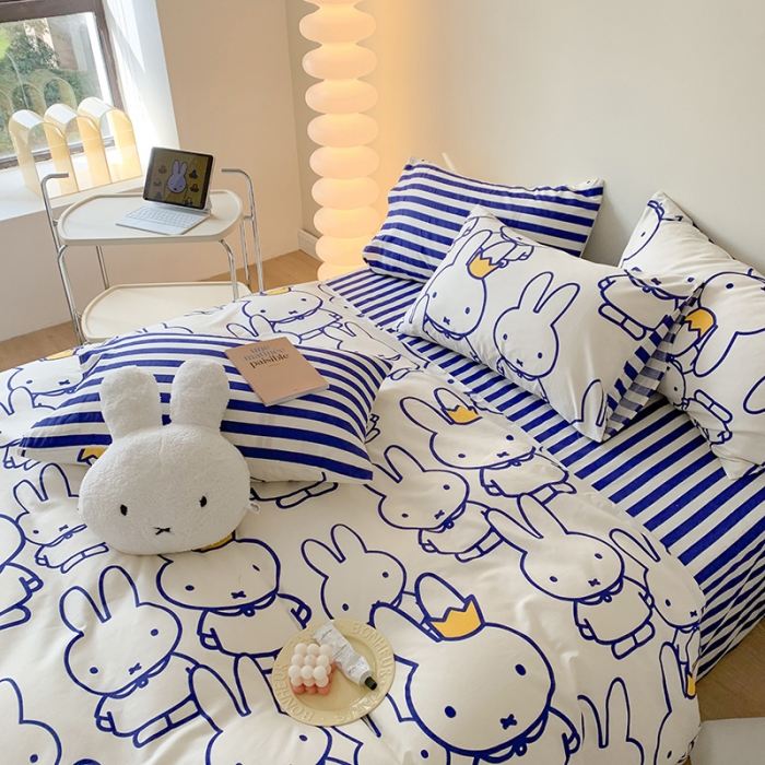 91家纺网 家纺一手货源 找家纺 澳萝拉 2023新款高支密全棉四件套-米菲系列 米菲乐园