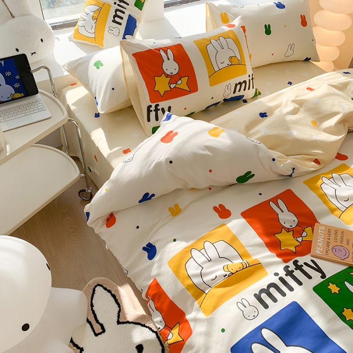 91家纺网 家纺一手货源 找家纺 澳萝拉 2023新款高支密全棉四件套-米菲系列 米菲晚安