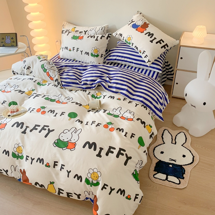 91家纺网 家纺一手货源 找家纺 澳萝拉 2023新款高支密全棉四件套-米菲系列 时尚米菲