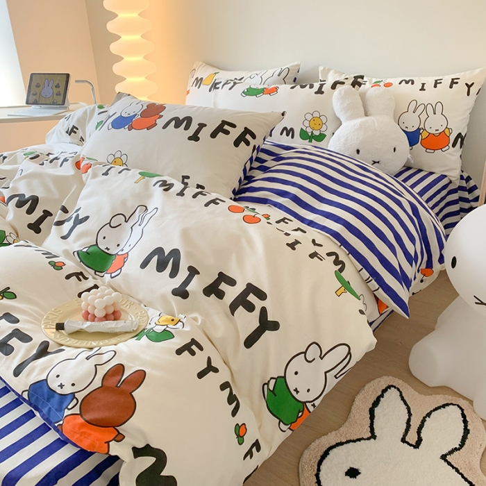 91家纺网 家纺一手货源 找家纺 澳萝拉 2023新款高支密全棉四件套-米菲系列 时尚米菲