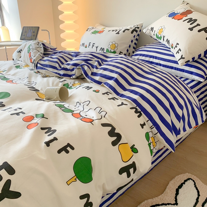 91家纺网 家纺一手货源 找家纺 澳萝拉 2023新款高支密全棉四件套-米菲系列 时尚米菲