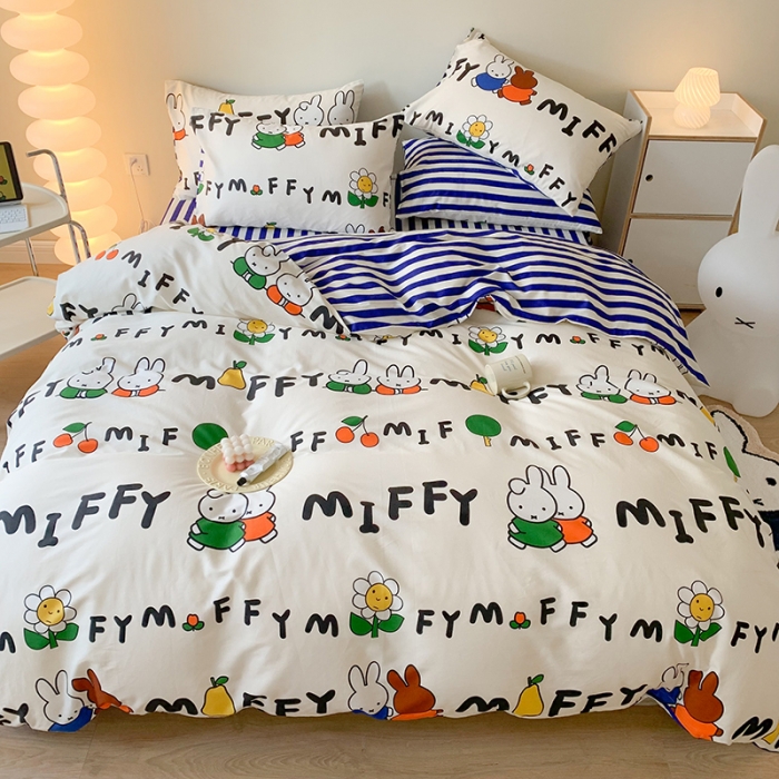 91家纺网 家纺一手货源 找家纺 澳萝拉 2023新款高支密全棉四件套-米菲系列 时尚米菲