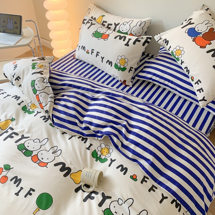 91家纺网 家纺一手货源 找家纺 澳萝拉 2023新款高支密全棉四件套-米菲系列 时尚米菲